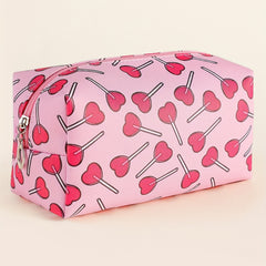Pink Print Makeup Bag for Young Girls Woman