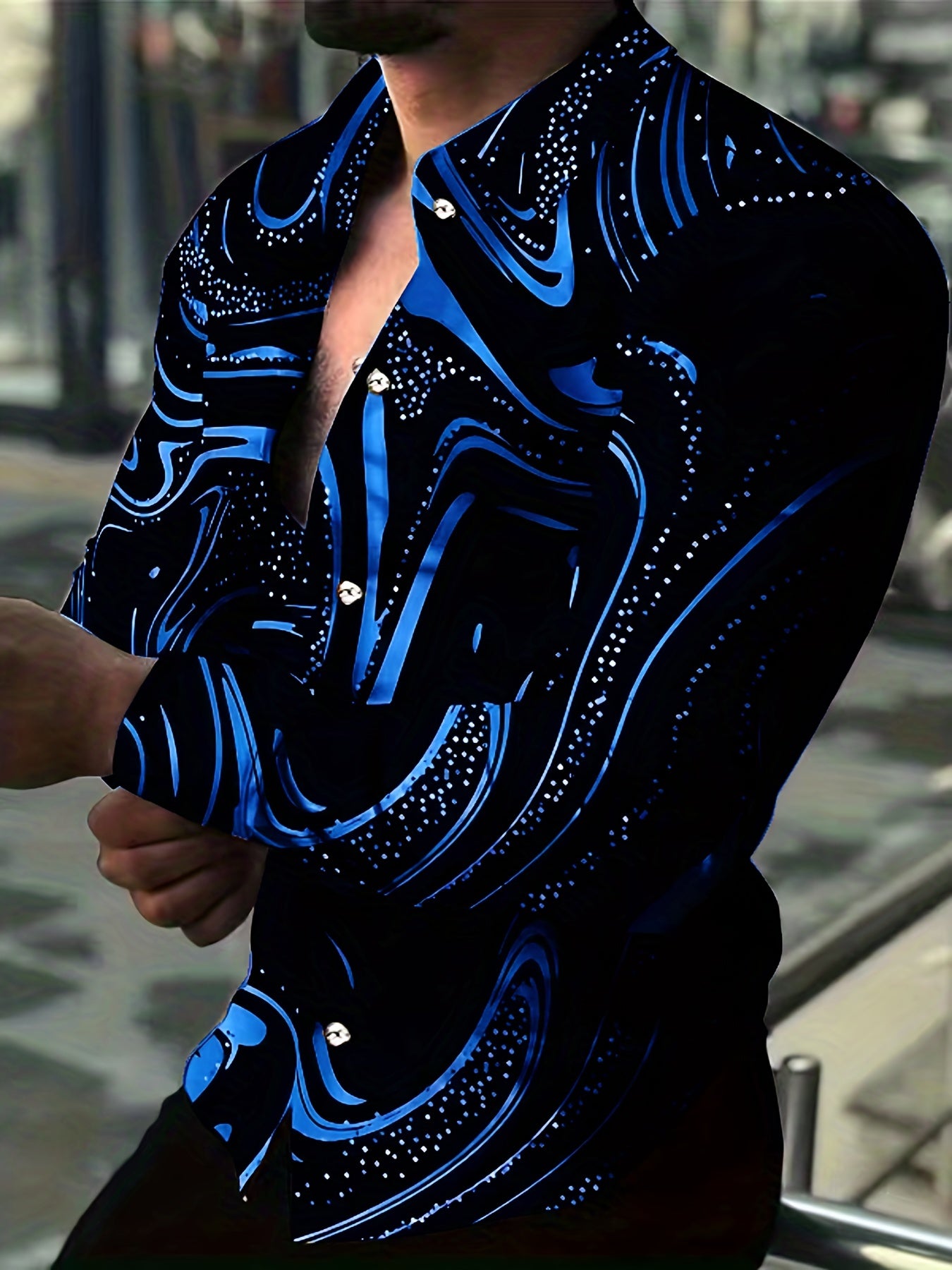Abstract Print Button Up Shirt