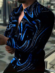 Abstract Print Button Up Shirt