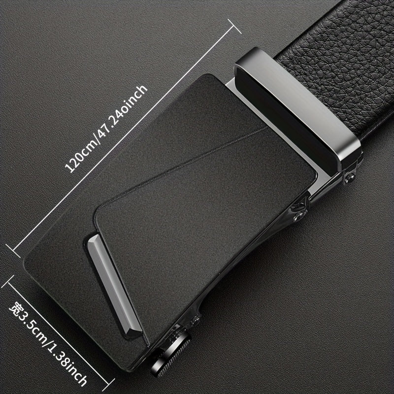 Leather Belt with Automatic Buckle for Men