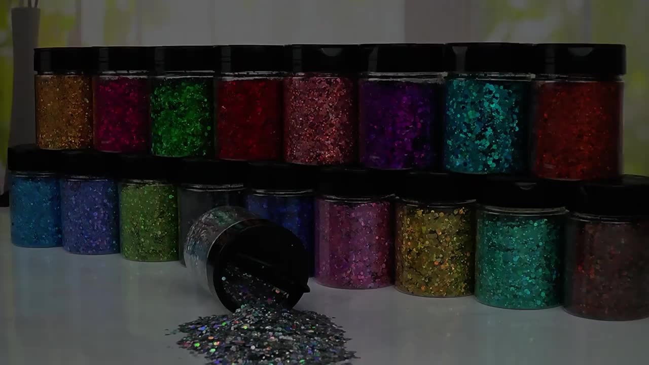 Holographic Chunky Glitter 2oz, Mixed Fine Flakes for Nail Art Hair Epoxy Resin