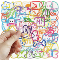 60pcs Cartoon Doodle Stickers Assorted Colors DIY Decals