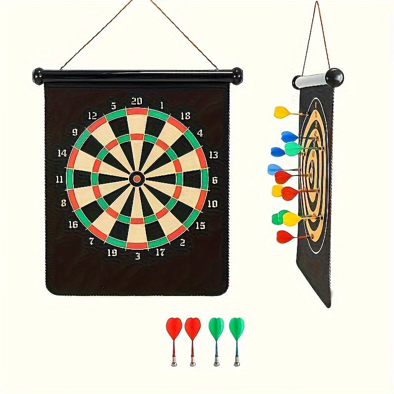 Double Sided Magnetic Dart Board with 4 Darts Set