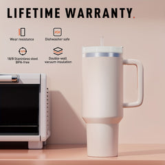 40 oz Tumbler with Handle and Straw Lid, Leakproof Silicone Boot