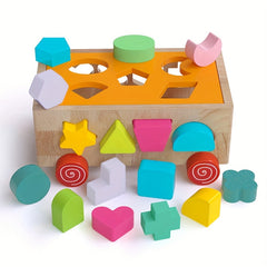 Hibobi 17 Hole Colorful Intelligence Box Cart Toy Building Block Shape Matching