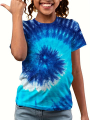 3D Pattern Graphic Crew Neck Short Sleeve T shirt for Girls