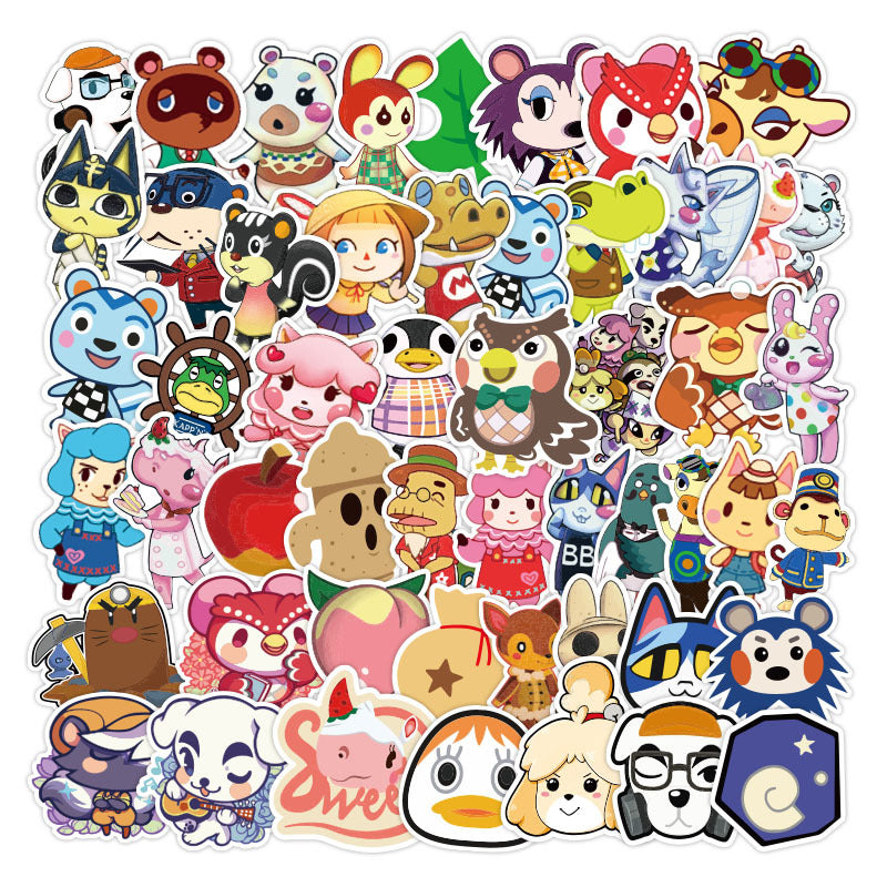 50PCS Cartoon Animal Stickers Waterproof Decorative Water Cup Tablets