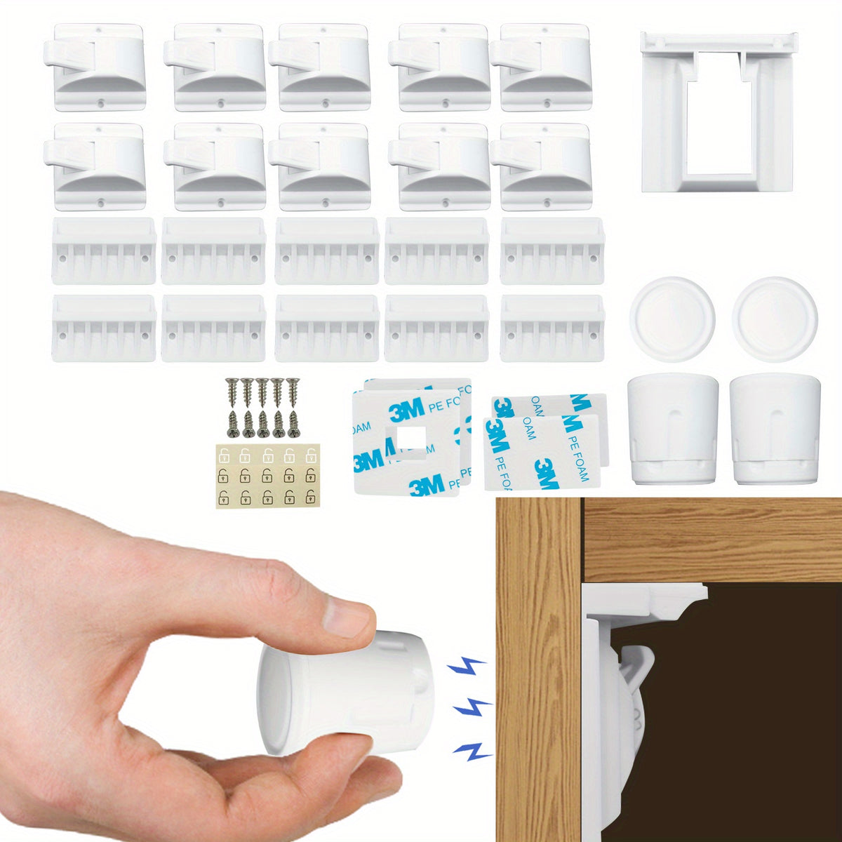 Magnetic Cabinet Locks Child Proof Safety Latches for Drawer Cupboard