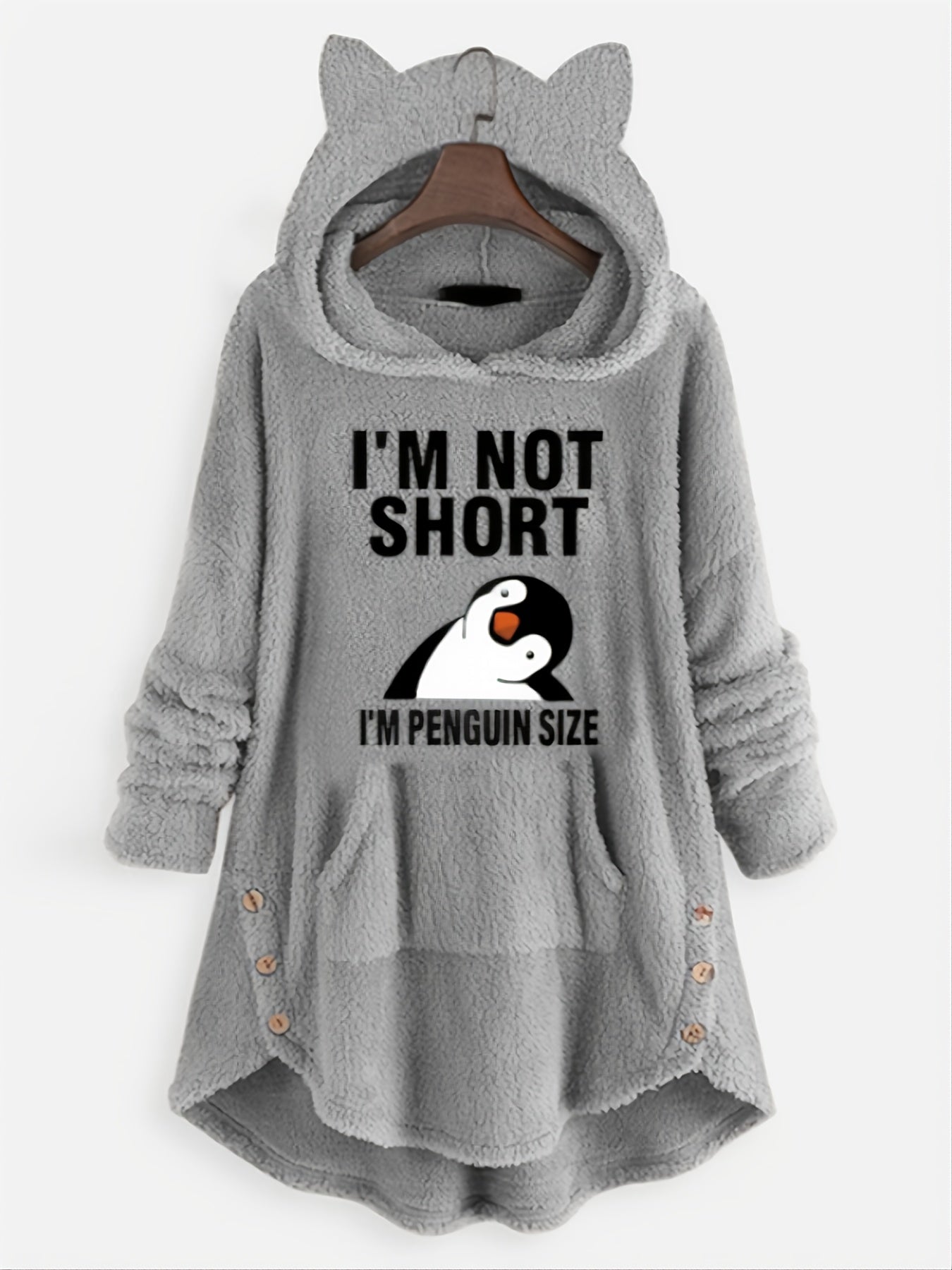 Cartoon Print Hoodie Pocket Teddy Casual Loose Hooded Sweatshirt
