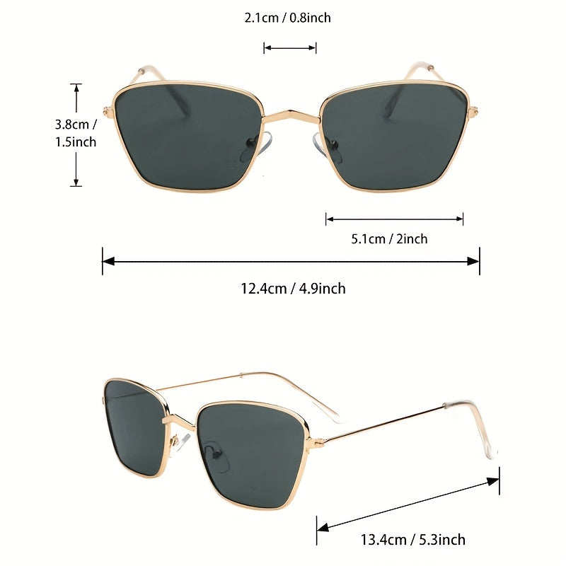 Square Frame Gradient Lens Sunglasses Thin Temple Cat Eye Glasses