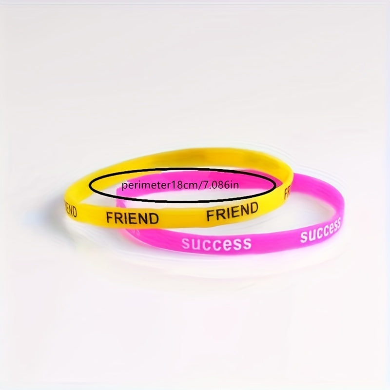 5pcs Colorful Letter Sports Bracelet Rubber Wristband