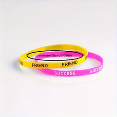 5pcs Colorful Letter Sports Bracelet Rubber Wristband