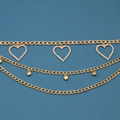 Women's Rhinestone Heart Chain Belt Waist Accessories