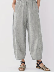 Women's Plus Stripe Print High Rise Loose Lantern Trousers