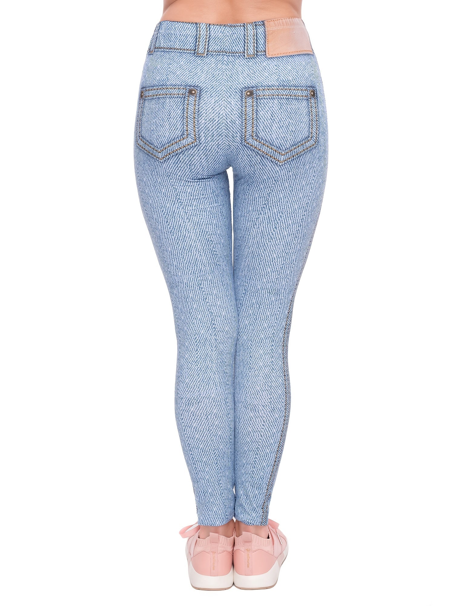 Jeans Print Skinny Stretchy Leggings High Waist Yoga Leggings