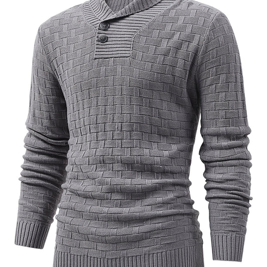 Warm Knitted Sweater Men's Casual Stretch Pullover for Fall Winter