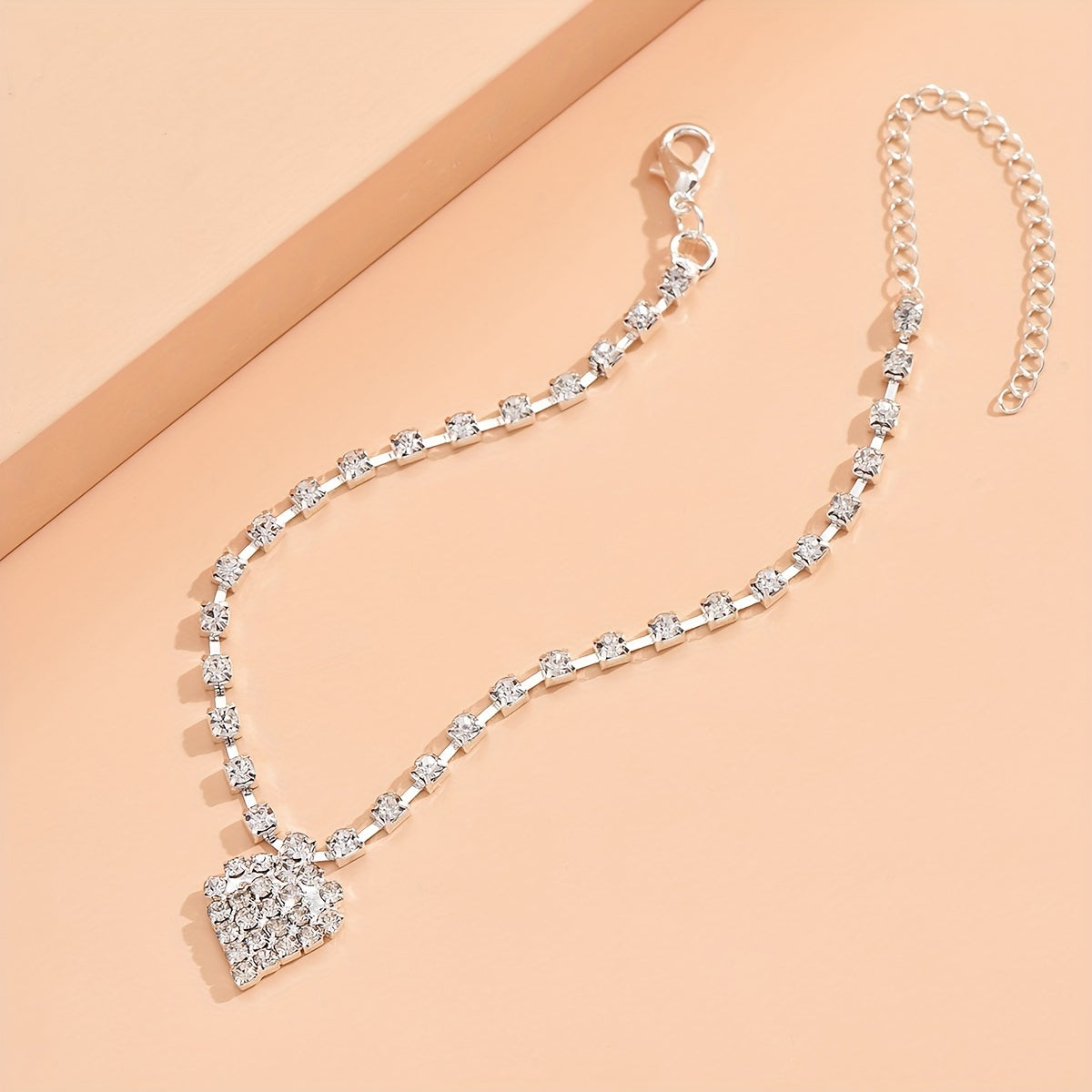 Rhinestone Chain Love Anklet Beach Silver Anklet