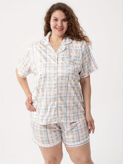  Plaid Print Short Sleeve Pajama Set