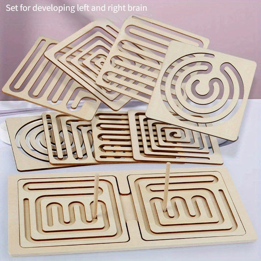 Wooden Toy Pen Track Training Hand Eye Coordination Tool