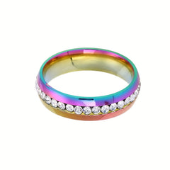 Stainless Steel Crystal Couple Ring Men Women