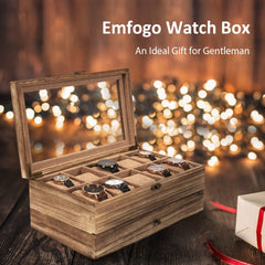 Emfogo 10 Slot Watch Case Wooden Organizer