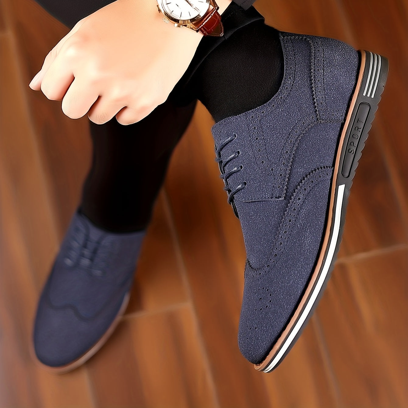 Men's Brogue Wingtip Derby Shoes Lace up Formal Dress Shoes