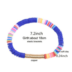 Boho Clay Disc Beads Stretch Bracelet Multicolored Mixed Surf Jewelry