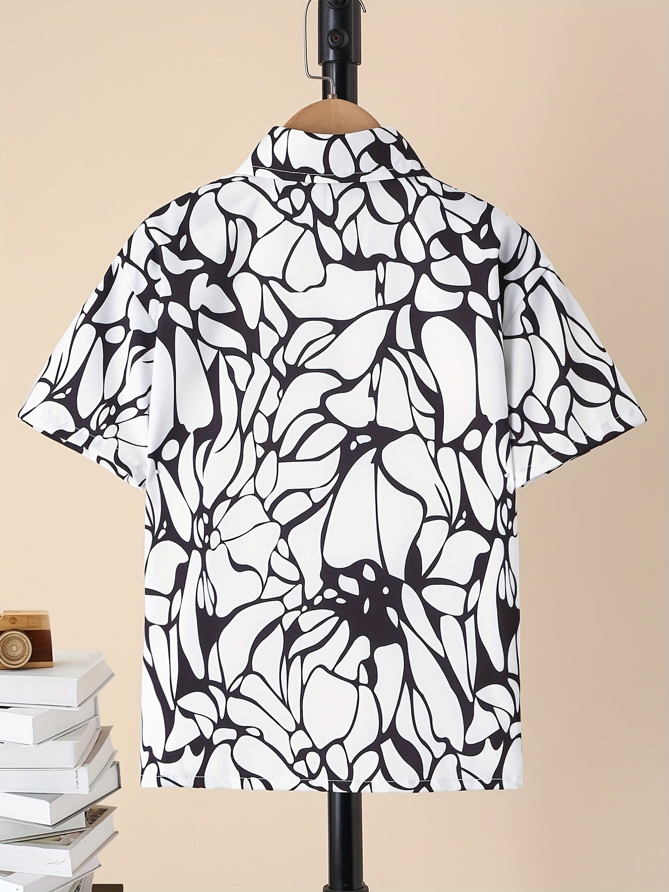 Boys Geometric Print Button Down Shorts Set