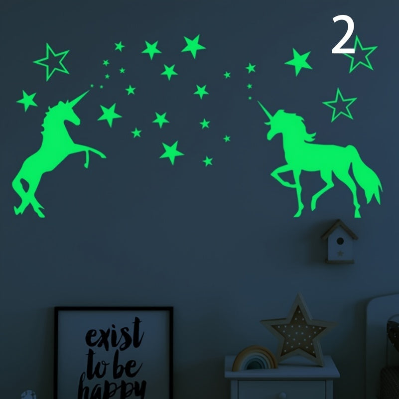 Unicorn Luminous Wall Stickers Glow In The Dark Stars