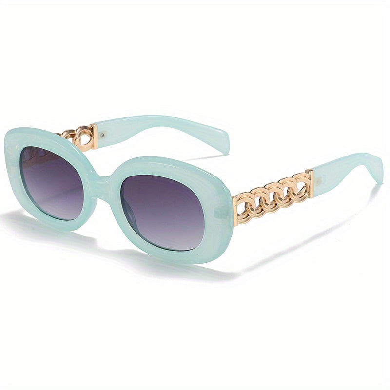 Y2K Oval Sunglasses For Women Men Hiphop Jelly Chain Charm Glasses UV400