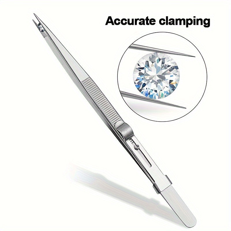 Stainless Steel Industrial Tweezers w/ Locking Function
