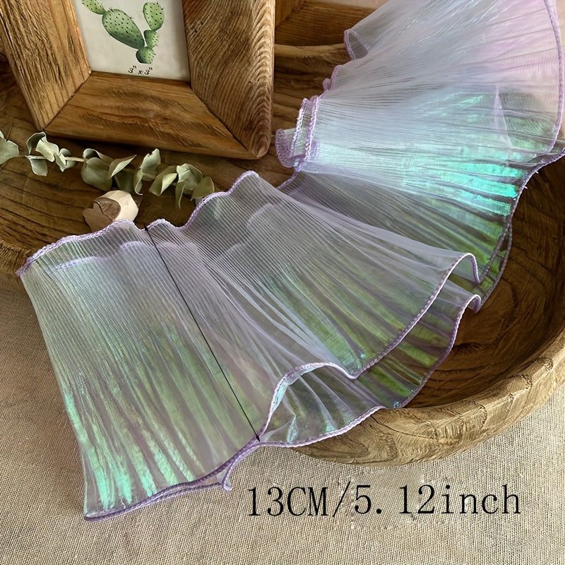 2 Yards Mermaid Magic Yarn Gradient Ruffled Lace Fabric