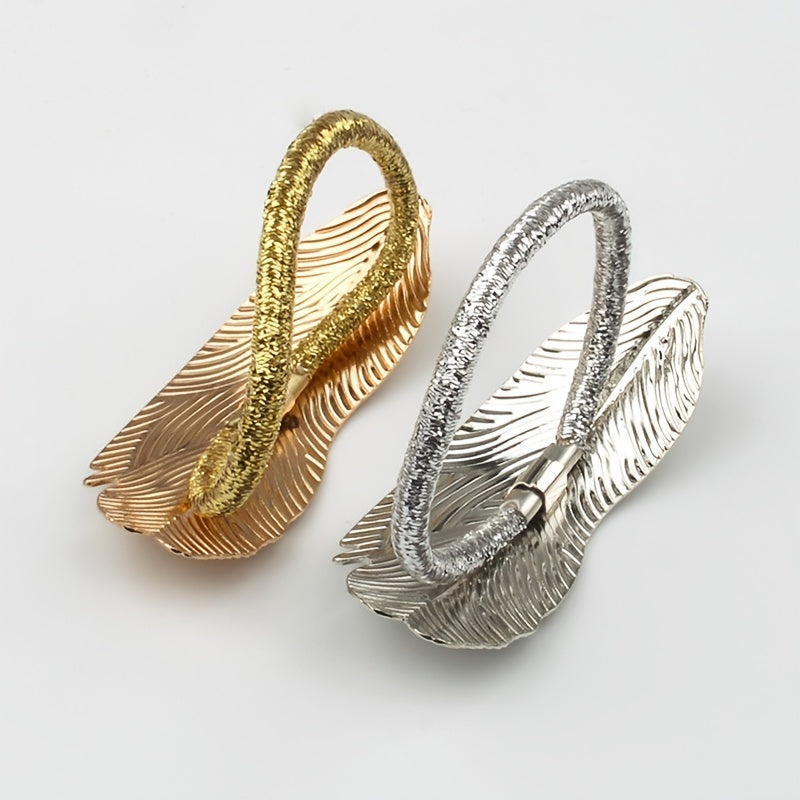 Metal Leaves Hair Elastics Ties Stretchy Rubber Bands Ponytail Holder