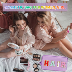 Preppy Makeup Bag Nylon Waterproof Toiletry Bag With Strap