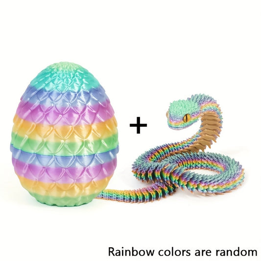 Colorful 3D Printed Snake & Egg Ornaments - Festive Decor