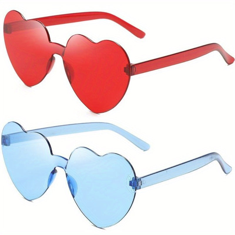 Heart Rimless Sunglasses Tinted Lens Glasses Clear Frame Eyewear