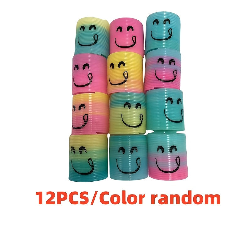 12pc Funny Expression Mini Rainbow Spring Toy for Teenagers