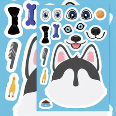 8pcs Cartoon Dog Puzzle Stickers PVC Decals Mixed Colors Self Adhesive