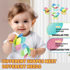 Silicone Hand Crank Bell Flower Toy for Babies Teething Sensory