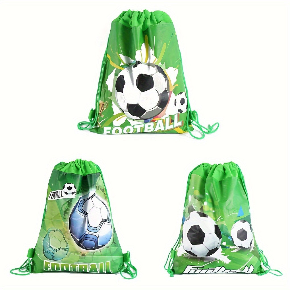 3pcs Football Drawstring Bag Reusable Storage Soccer Backpack