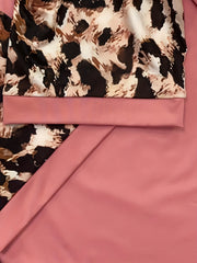  Colorblock Leopard Print Short Sleeve Bow Knot Dress