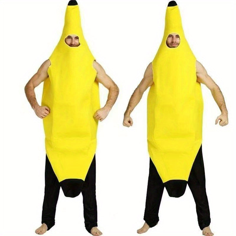 Adult Banana Costume for Halloween & Parties with Monkey Accessory