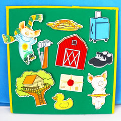 19pcs Pig Pancake Felt Storybook Puppet Theater Props Interactive Storytelling