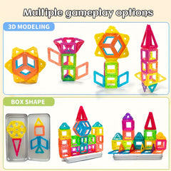 Mini Magnetic Building Blocks Toy Set for Kids with Iron Box