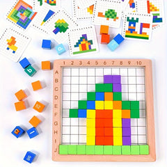 Wooden Counting Blocks Set Number Puzzle Cubes Educational Toy