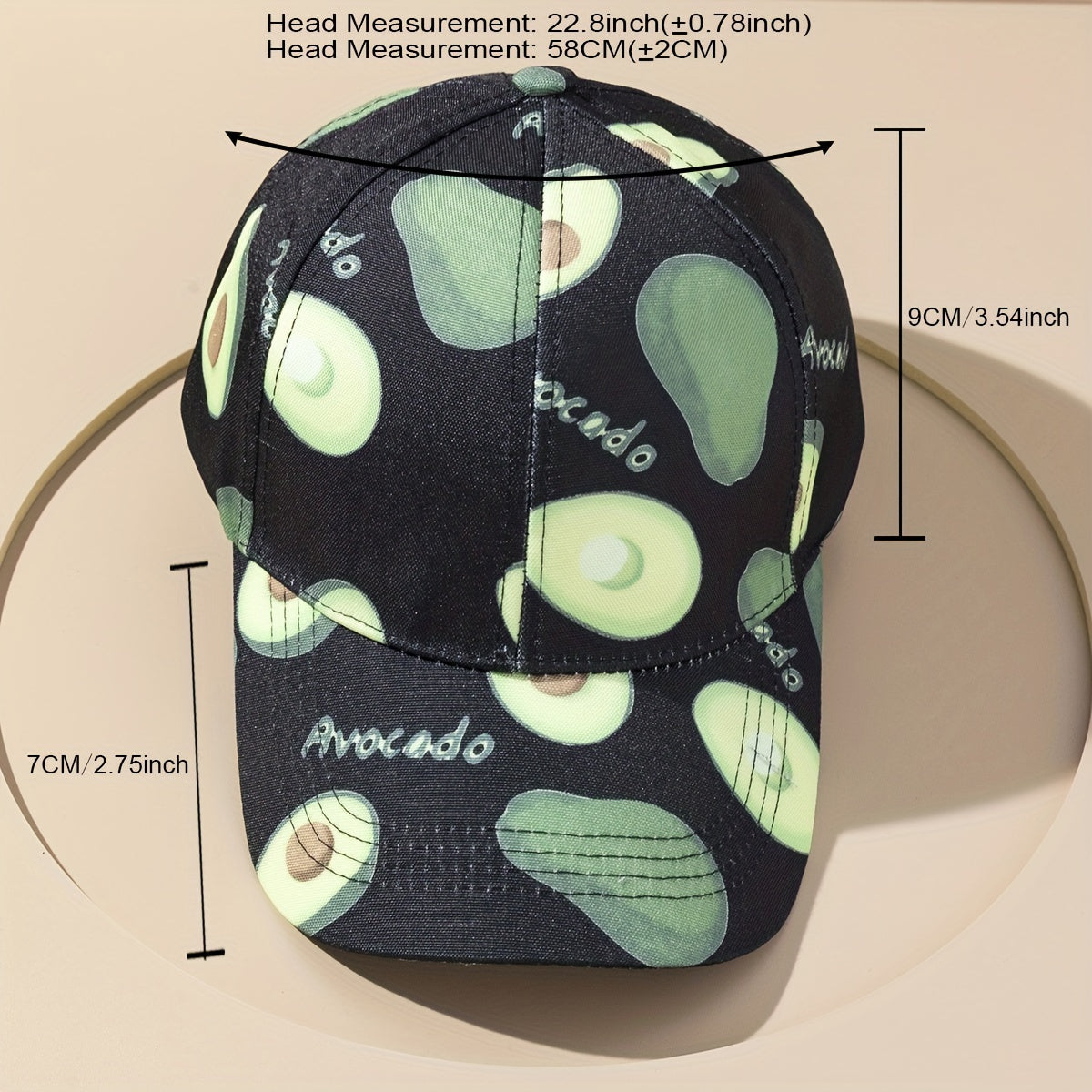 Avocado Print Baseball Cap Solid Cartoon Dad Hat Adjustable Lightweight Sun Hats
