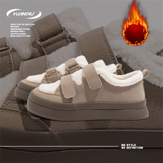 HUANQIU Winter Skate Shoes Fleece Lining Thermal Flats Low Casual Sneakers