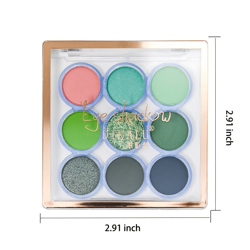 Green Purple Brown Pink 9 Eyeshadow Tray Teal Niche Fresh Retro