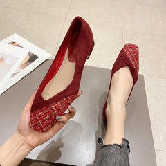 Women's Square Toe Slip-On Block Heel Shoes