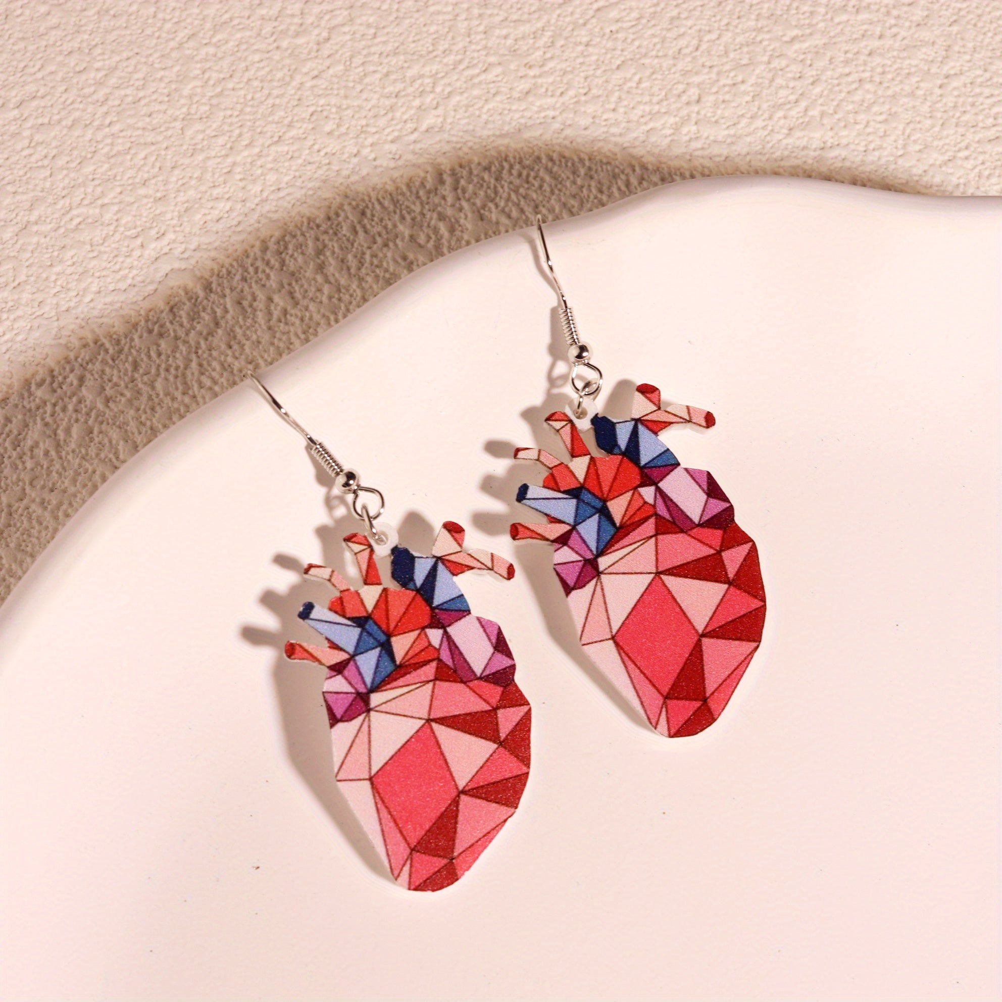Rainbow Heart Hip Hop Style Earrings